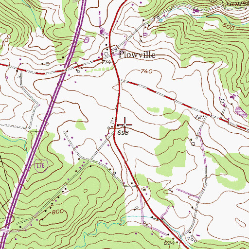 Topographic Map of Plantation Walking Horse Club, PA