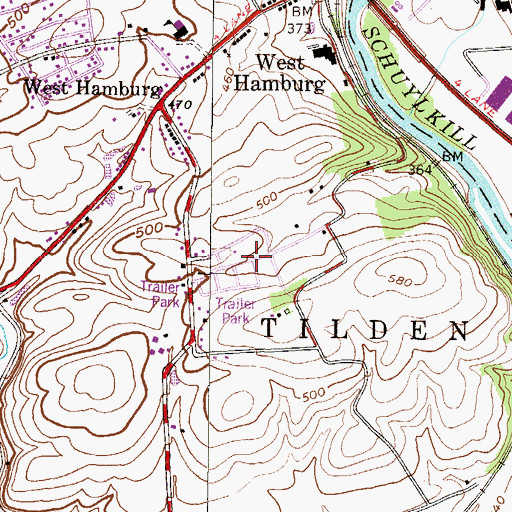 Topographic Map of Pleasant Hills Trailer Park, PA