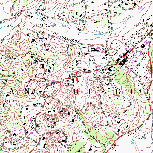 Topographic Map of San Dieguito, CA
