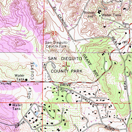 Topographic Map of San Dieguito County Park, CA