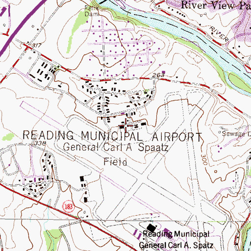 Topographic Map of Reading Flite Academy, PA