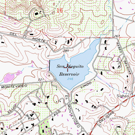 Topographic Map of San Dieguito Reservoir, CA