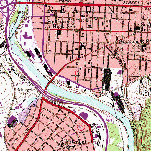 Topographic Map of Reading Hardware Company (historical), PA