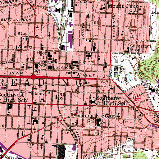 Topographic Map of Reading Health Dispensary, PA