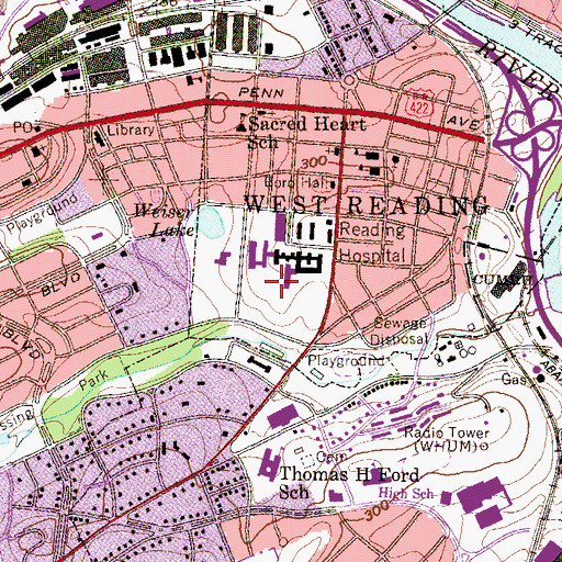 Topographic Map of Reading Hospital N Building, PA