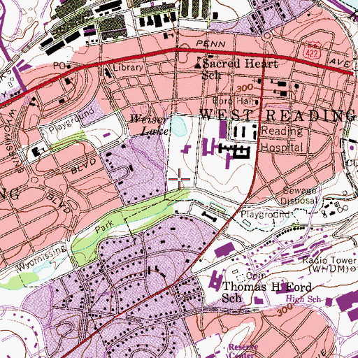 Topographic Map of Reading Hospital School of Health Sciences, PA