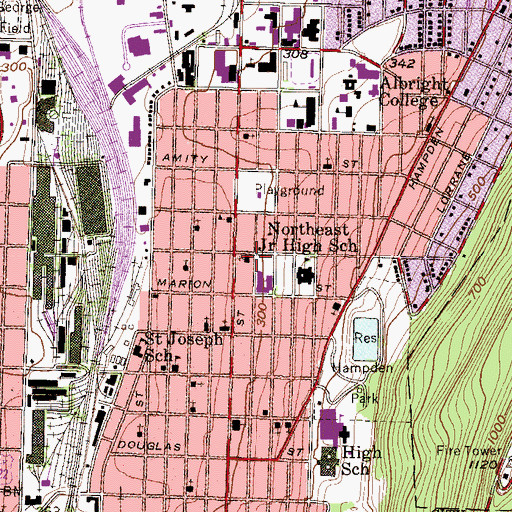 Topographic Map of Reading Moravian Church, PA