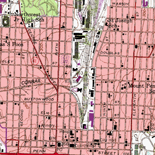 Topographic Map of Reading Plaza, PA