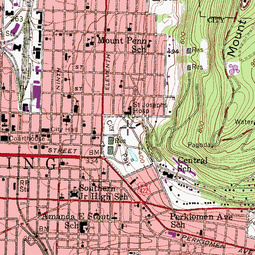 Topographic Map of Reading Police Memorial, PA
