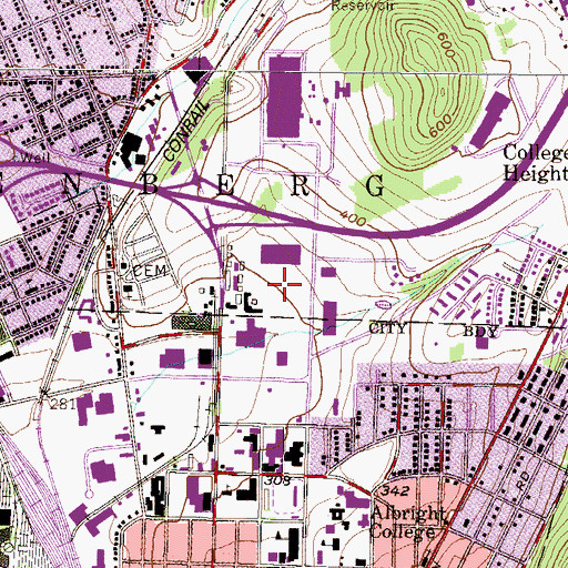 Topographic Map of Reading Post Office, PA