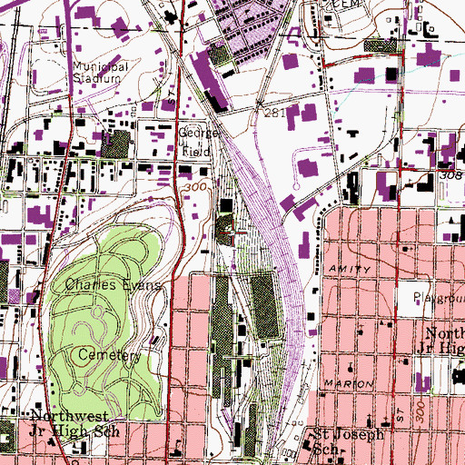 Topographic Map of Reading Roundhouse (historical), PA