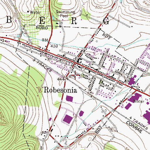 Topographic Map of Recreation Park, PA