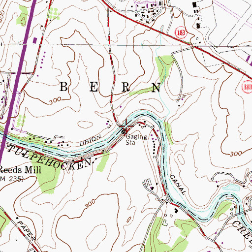 Topographic Map of Red Bridge, PA