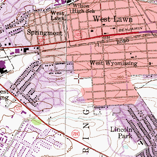 Topographic Map of Red Caboose Park, PA