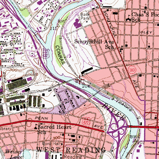 Topographic Map of Reese's Lock, PA