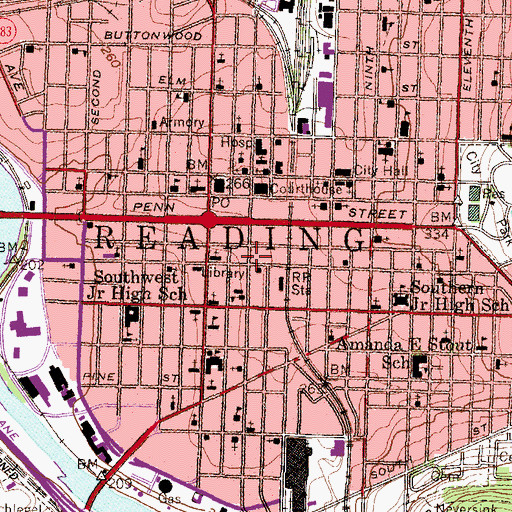 Topographic Map of Rehoboth Seventh-Day Adventist Church, PA