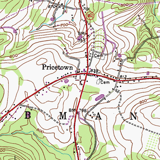 Topographic Map of Reuben Strauss Park, PA