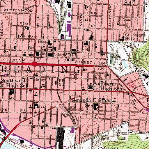 Topographic Map of Rhodes Towers, PA
