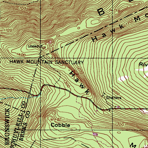 Topographic Map of River of Rocks Overlook, PA
