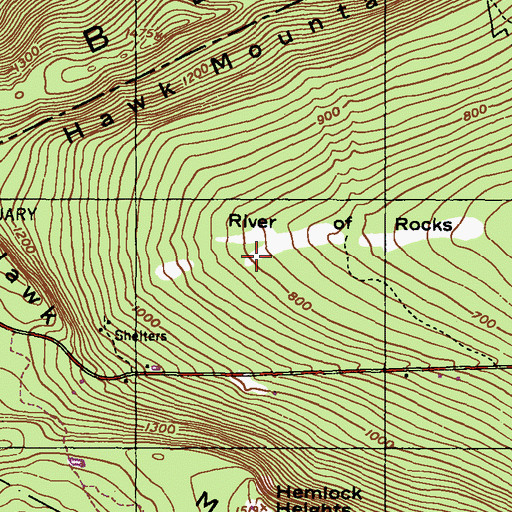 Topographic Map of River of Rocks Trail, PA