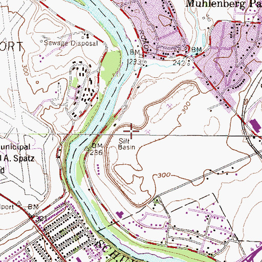 Topographic Map of Riverside Basin Park, PA