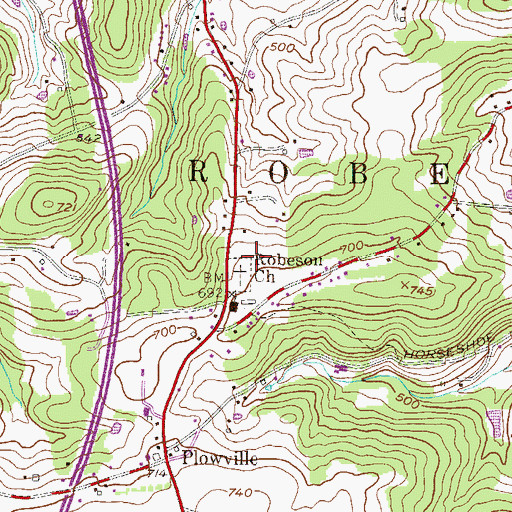 Topographic Map of Robeson Cemetery, PA