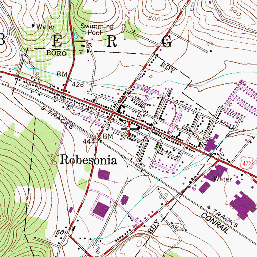 Topographic Map of Robesonia Borough Hall, PA