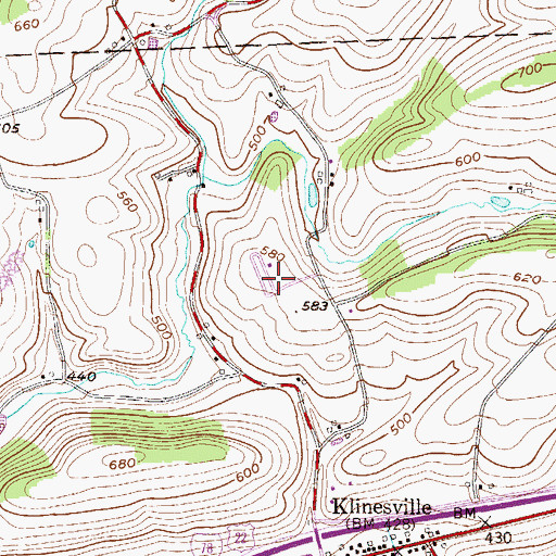 Topographic Map of Robin Hill Camping Resort, PA