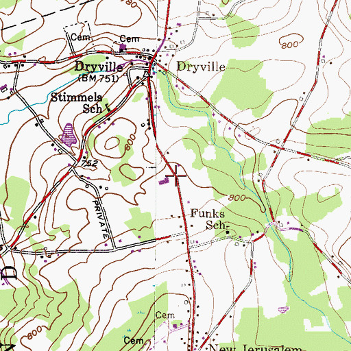Topographic Map of Rockland Elementary School, PA