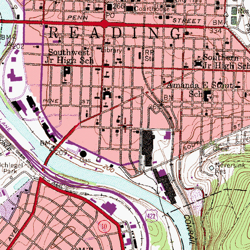 Topographic Map of Saints Cyril and Methodius Roman Catholic Church, PA