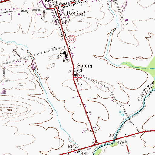 Topographic Map of Salem Church Cemetery, PA
