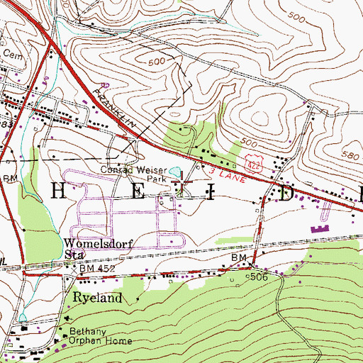 Topographic Map of Scheetz House, PA