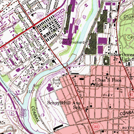Topographic Map of Schuylkill Avenue Bridge, PA