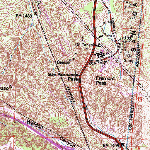 Topographic Map of San Fernando Pass, CA