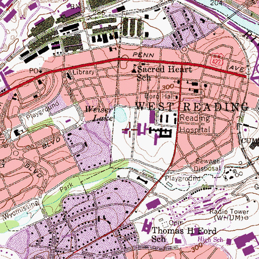 Topographic Map of Scottish Rite Cathedral, PA