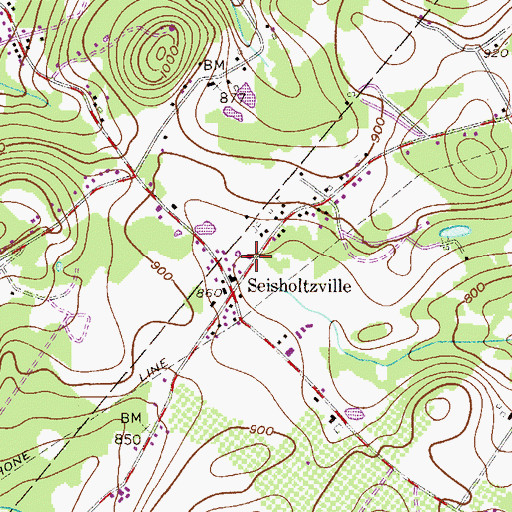 Topographic Map of Seisholtzville Fire Company Station 39, PA