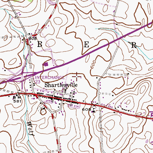 Topographic Map of Shartlesville Community Park, PA
