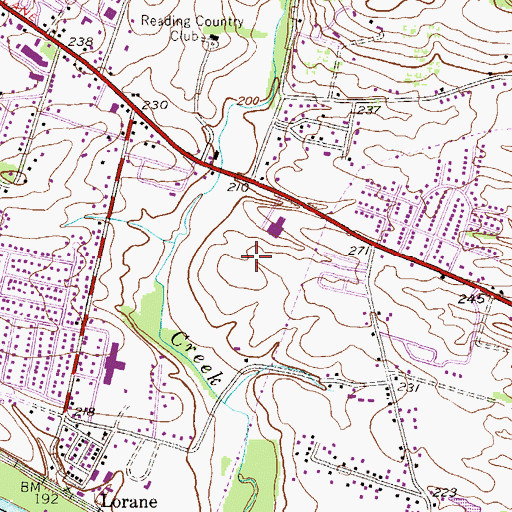 Topographic Map of Shelbourne Square, PA