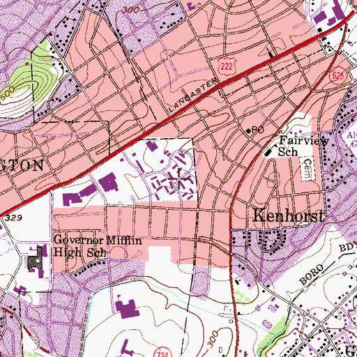 Topographic Map of Shillington Commons, PA