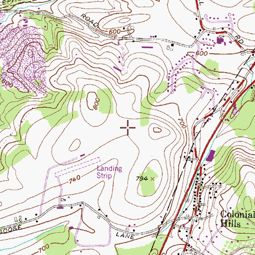 Topographic Map of Shiloh Hills, PA