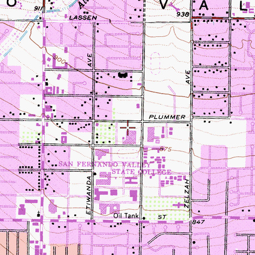 Topographic Map of California State University - Northridge Campus, CA