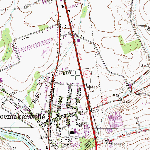 Topographic Map of Shoemakersville Plaza, PA