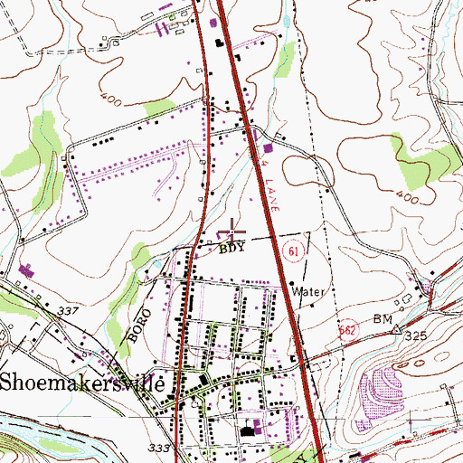 Topographic Map of Shoemakersville Swimming Pool, PA