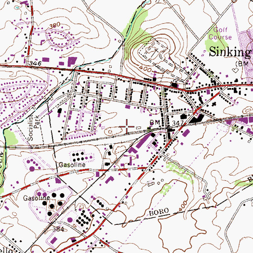 Topographic Map of Sinking Spring Area Historical Society, PA