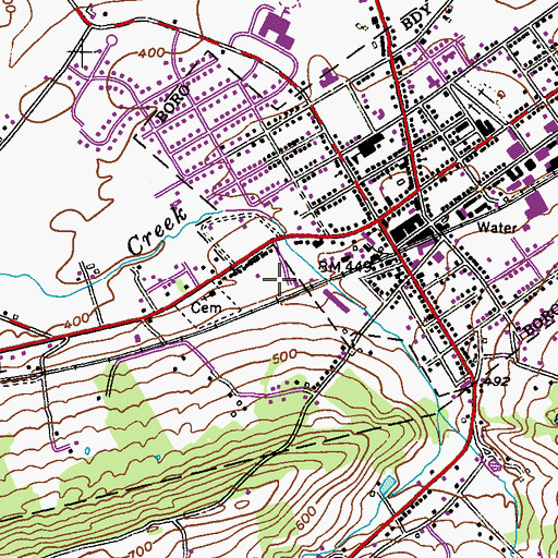 Topographic Map of Smith Field, PA