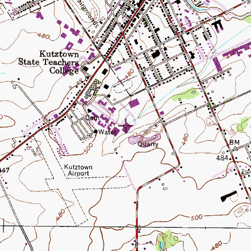 Topographic Map of South Dining Hall, PA