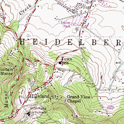 Topographic Map of South Heidelberg Township Building, PA