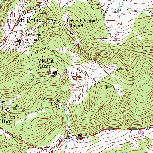 Topographic Map of South Mountain YMCA Pool, PA