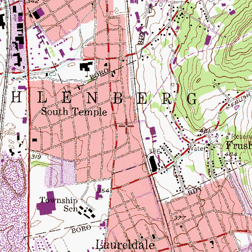 Topographic Map of South Temple Playground, PA