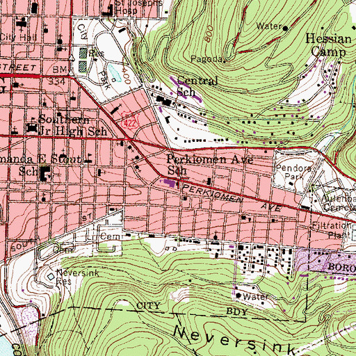 Topographic Map of Southeast Branch Library, PA